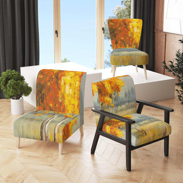 Autumn Landscape Farmhouse Accent Chair